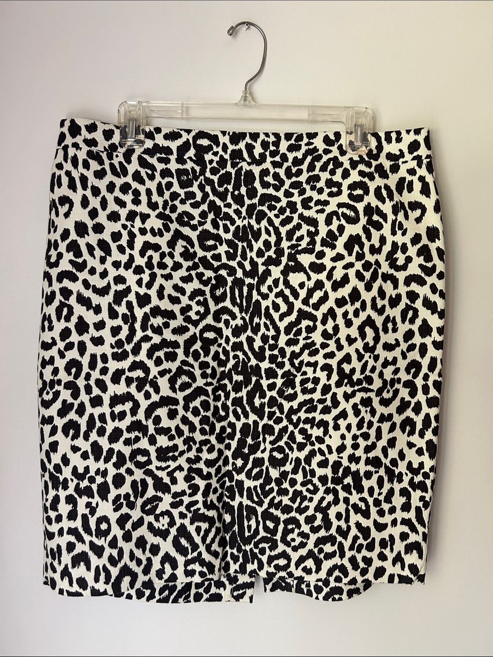 J. Crew Black and White Leopard-Print Pencil Skirt Size 14